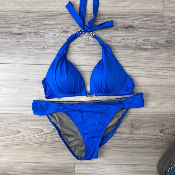 Victoria’s Secret Royal Blue Halter Bikini Set – S/L Push-Up Top + Hipster Botto - Picture 2 of 10